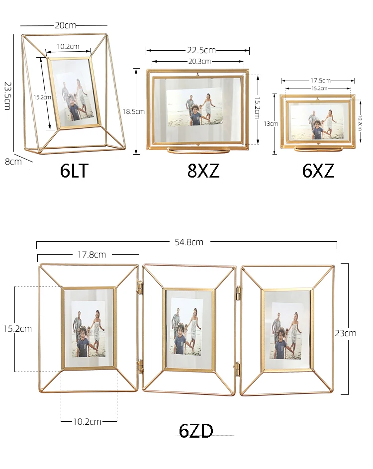 Европейский современный простой Настольный золотой черный цвета 4x6, 6x8 дюймов складные качели x3 железная фоторамка со стеклянными гранями