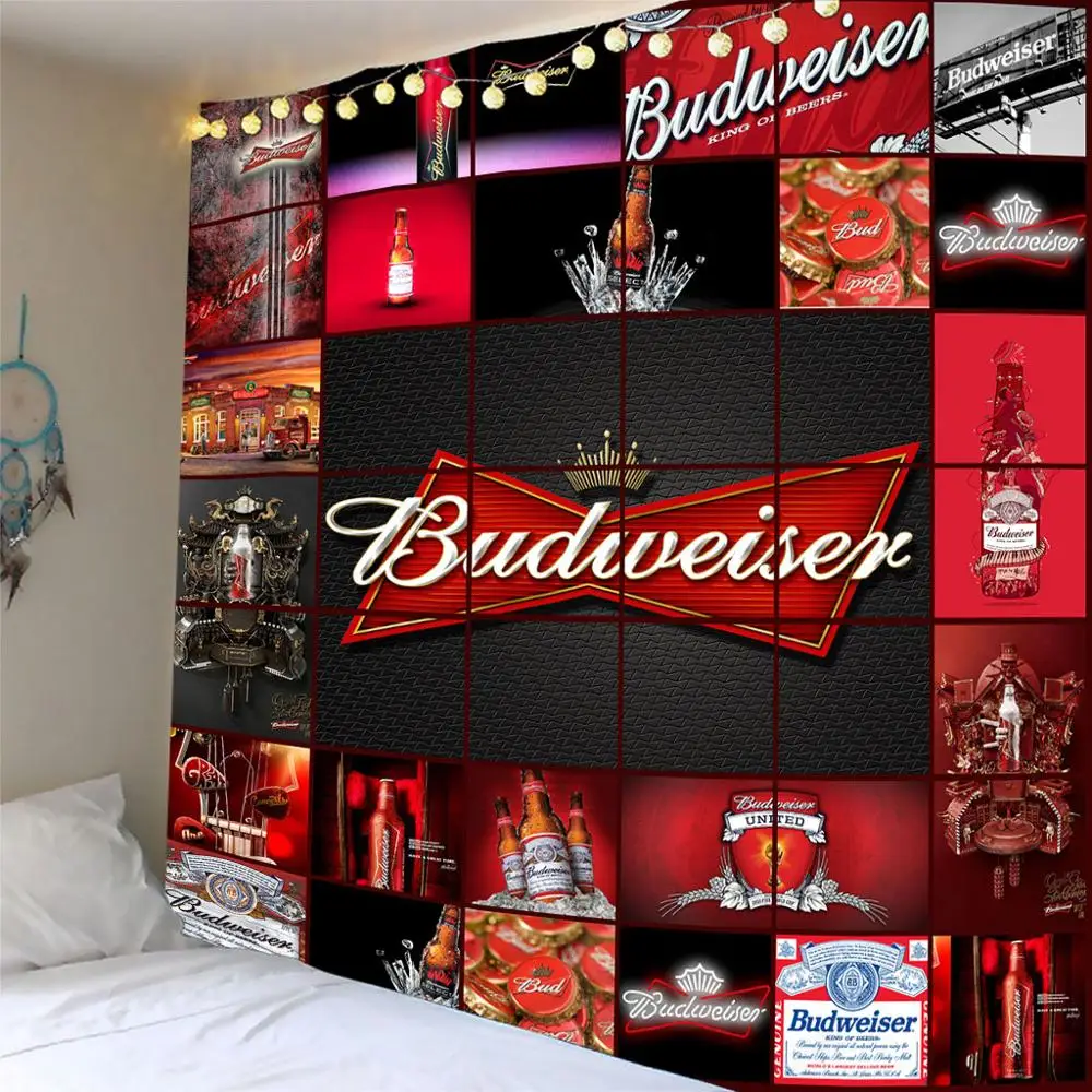 Beer Tapestries Wall Hanging Skull Printed Tapestry Camping Tent Travel Sandy Beach Throw Bed Sheet Customized