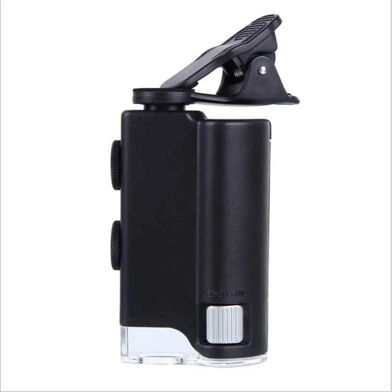 

#60X - 100X Zoom Microscope Magnifier LED + Uv Light Clip-on Micro Lens for Mobile Phone IPhone 8 7 6 6s Sangsung w/Gift Bag
