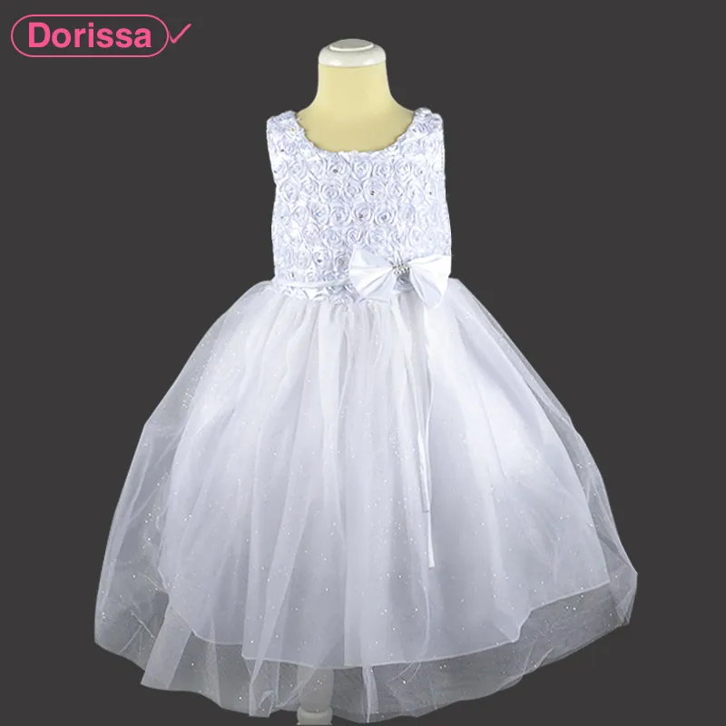 2016 White Princess Little Girl Party Dresses Wedding Toddler Baby Kids Frock Designs Prom Tutu