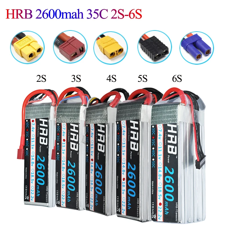 Аккумулятор HRB Lipo 2S 3S 4S 6S 7 4 V 11 1 14 8 18 5 22 2 2600mAh 35C MAX 70C для радиоуправляемого