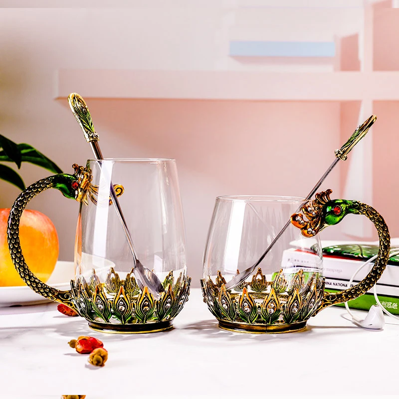 Creative Crystal Carve patterns Enamel glass Cup High quality wine Flower Tea Cups Water cup gift for wedding | Дом и сад