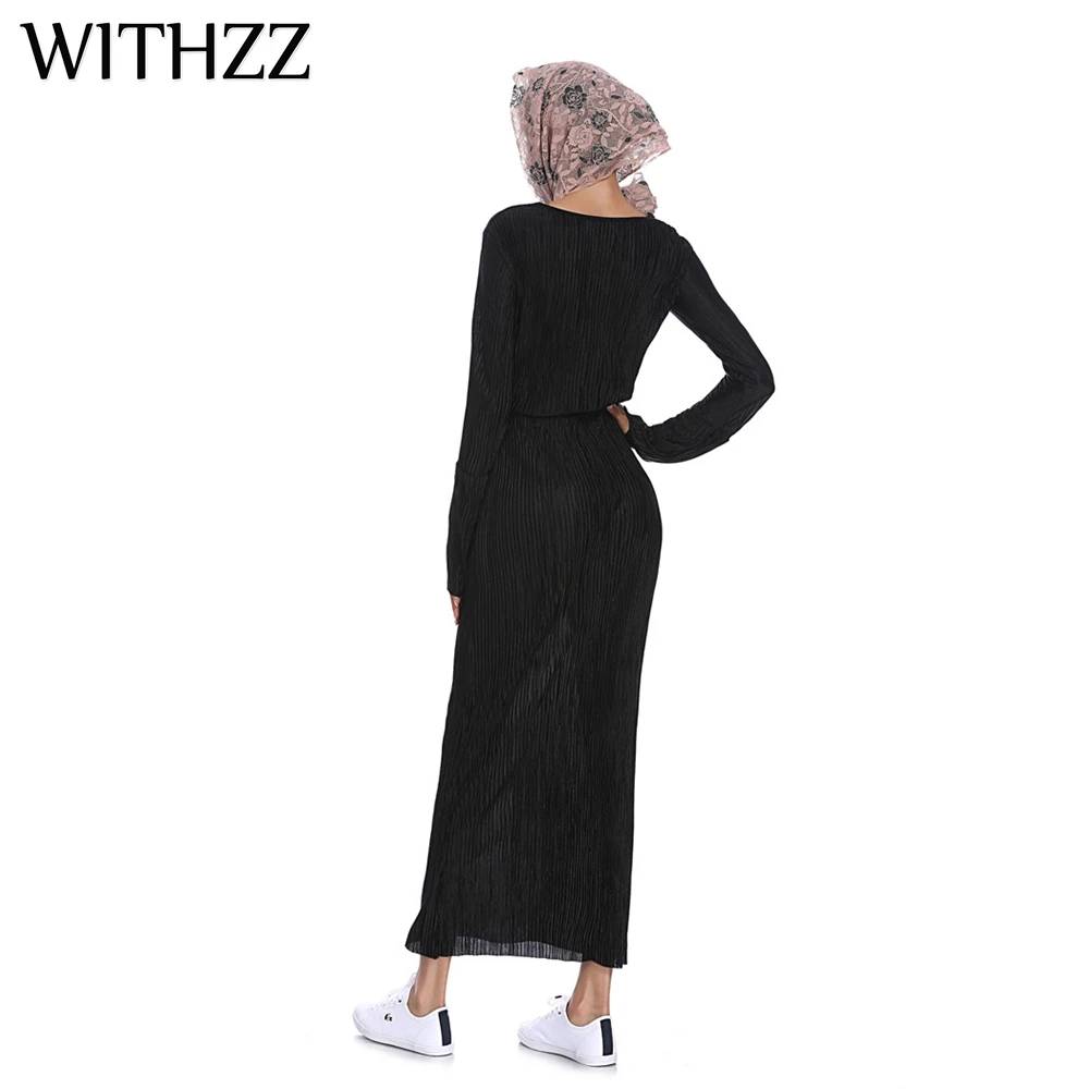 Женское плиссированное платье халат WITHZZ вечернее в арабском стиле для