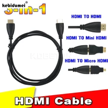 3 в 1 Full HD HDMI к HDMI Mini HDMI Micro HDMI кабель V1.4 золото-адаптер для плакировки конвертер для Xbox 360 HDTV 1080 P мобильный и т. д