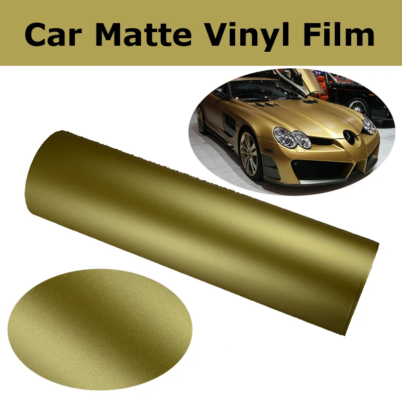 Gold Matte Vinyl Wrap Film With Air Bubble Free Matt Golden Car Wrap