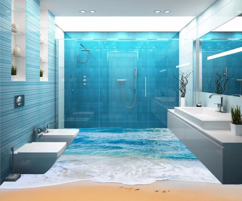 3d Peinture Sol Papier Peint 3d Mer Plage Salle De Bains Tage 3d Peinture Sol Papier Peint 3d Mer Plage Salle De Bains Tage