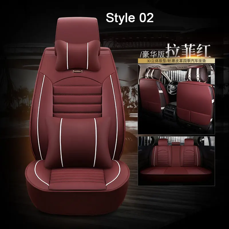 Специальная искусственная кожа для Ford Edge Escape Kuga Fusion Mondeo Ecosport Focus K5 K3C/S-MAX чехлы для сидений автомобиля 2+ 3 сиденья - Название цвета: wine red  02