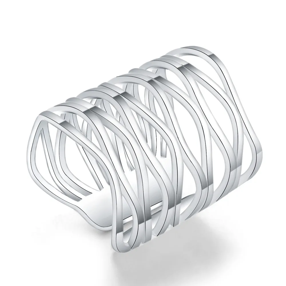 Beautiful lady SILVER ring mesh open pretty fashion Wedding Party silver Plated NICE women Lady Ring jewelry LR056