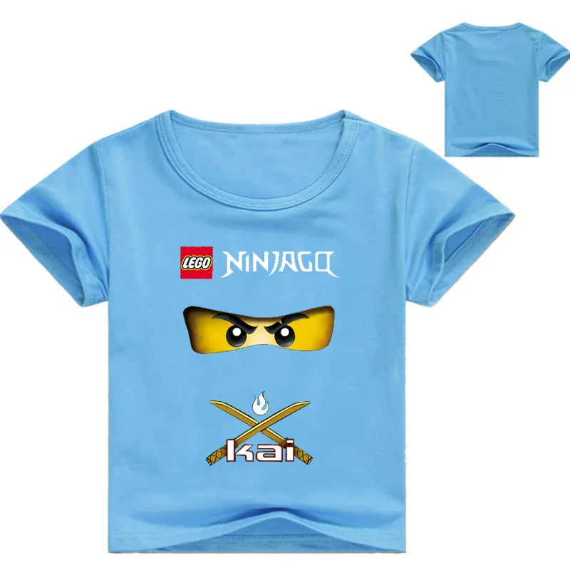Летние футболки для мальчиков детская одежда Ниндзя Одежда Ninjago с мультяшным принтом для девочек короткий рукав Футболка для детей ясельного возраста детская одежда топ, футболка - Цвет: Blue TNO7197
