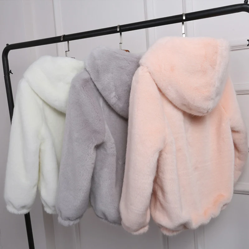 MCCKLE Women Faux Mink Hooded Coat Autumn Winter Long Sleeve Solid Fur Jacket Women Zipper Warm Faux Fur Outwear Dropshipping