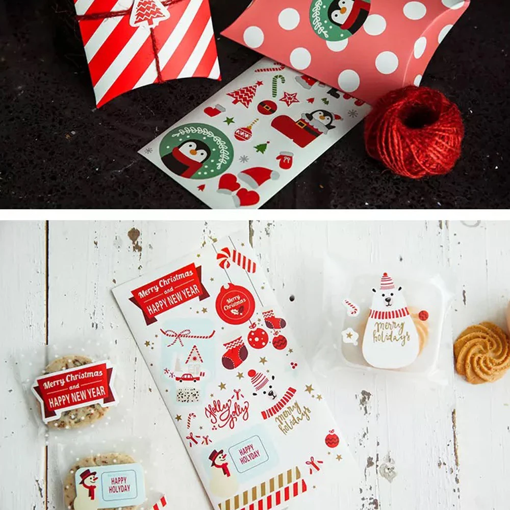 

10 sheets sonw man penguin polar bear merry Christmas paper Stickers Labels as scrapbooking Gift Tag Gifts Decoration DIY gift