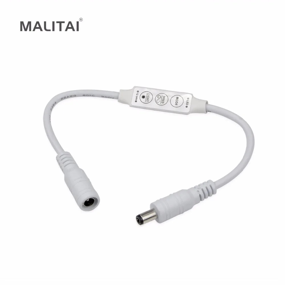 

1Pcs 12V Mini 3 Keys Single Color LED Controler Brightness Dimmer DC plug for LED 3528 5050 5730 SMD strip light