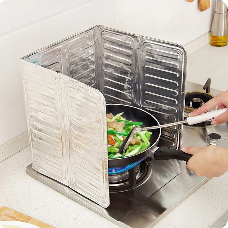 

Kitchen Tools Aluminium Foil Plate Gas Stove Oil Splatter Screens Cooking Insulated Splash Proof Baffle Plate