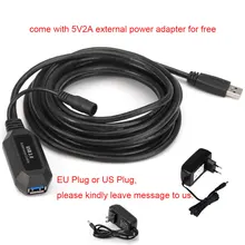 5Gbps USB 3.0 Active Extension Repeater Signal Booster Cable with Built-in Signal Booster Chips 5m 16ft w/ 5V2A Powered Adapter