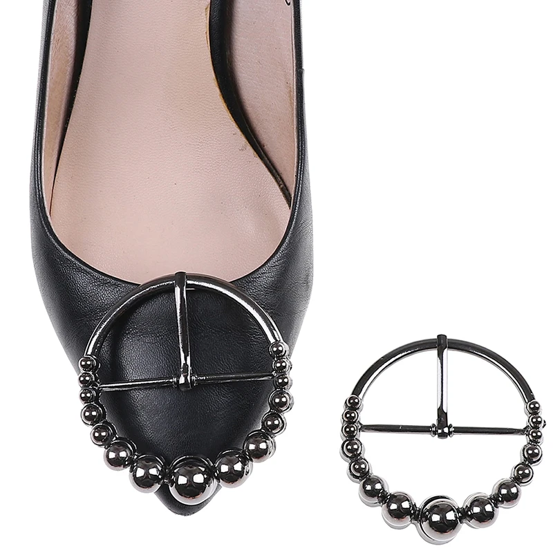 1 Pc Round Alloy Metal Shoe Clips With Beads Fashion Shoe Decor