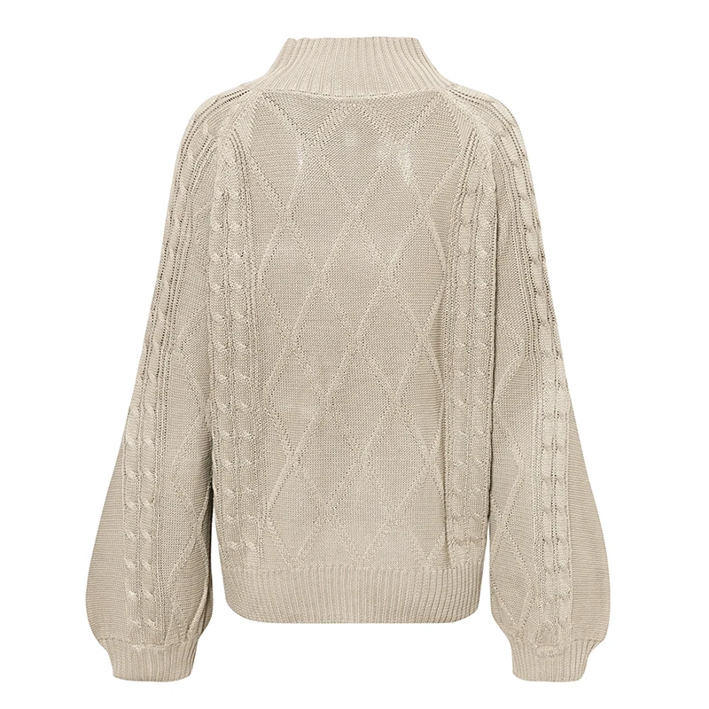 NLW Turtleneck Black Sweater Women Winter Oversized Knitted Sweater Jumper Fall Casual Lantern Sleeve Vintage Sueter Mujer