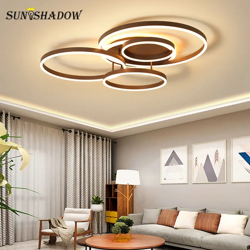 

Simple Rings Led Ceiling Lights For Living room Bedroom Lights Acrylic White&Coffee Modern Led Ceiling Lamp Lighting Fixtures