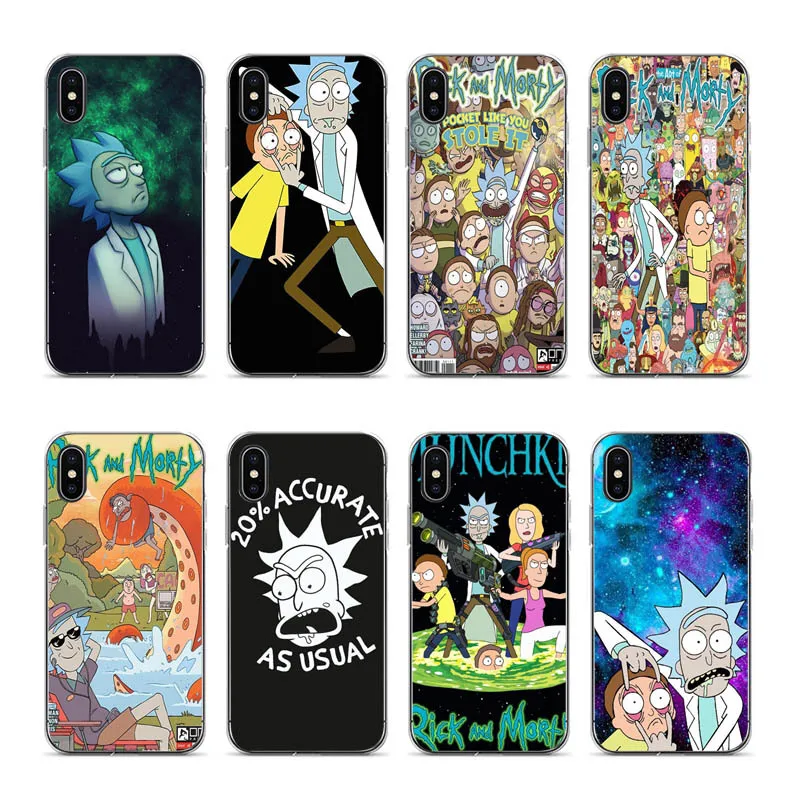 

IMIDO Rick and Morty Pattern soft Phone Phone case for iPhone 8 7 6 6S Plus X XS XR XSmax 7plus 8plus Cover