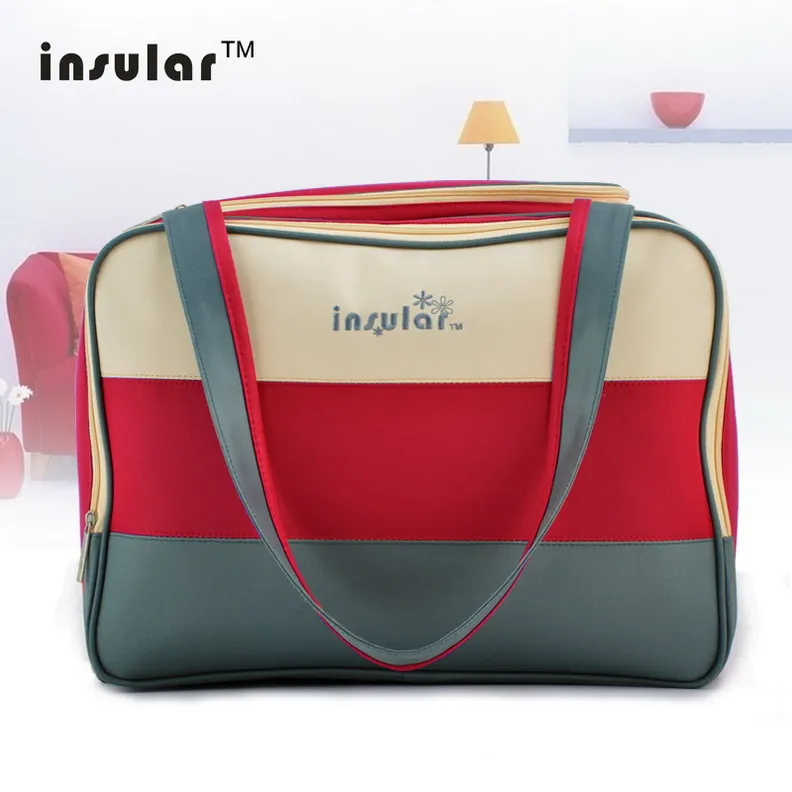 Женские повседневные вместительные сумки, переносная сумка для мам, детский подгузник с карманом для беременных, вместительные сумки с матом для пеленания, изоляционные подгузники, сумка для чемодана - Цвет: Red