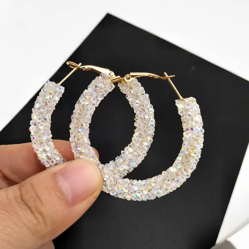 Women Big Hoop Earrings White Colors Fashion Jewelry Spring Summer