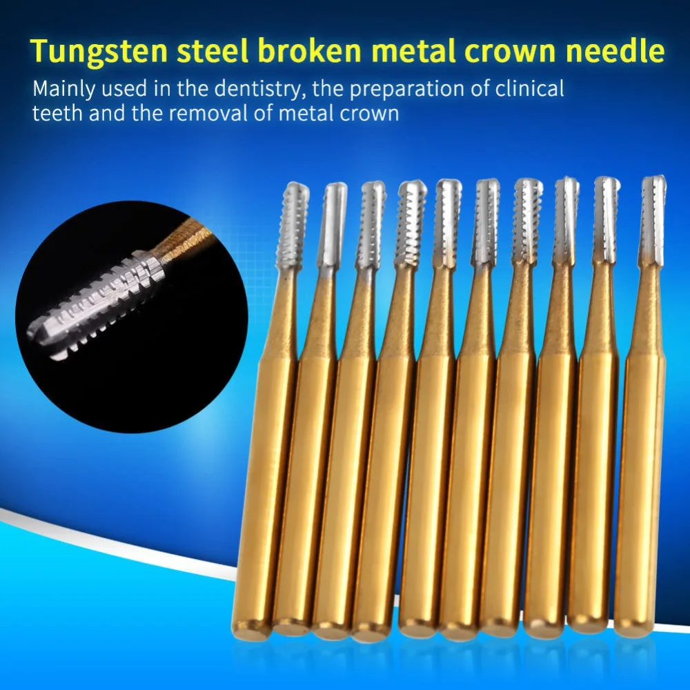 

10pcs /set High Speed Dental Tungsten Steel Crown Metal Cutting Burs FG1957