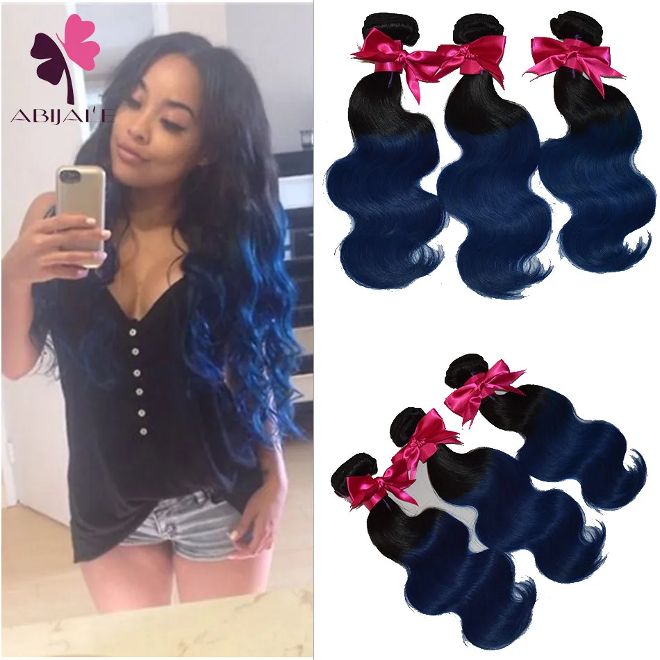 Peacock Color Virgin Hair Body Wave 3pcs Lot Blue Ombre Weave 10a