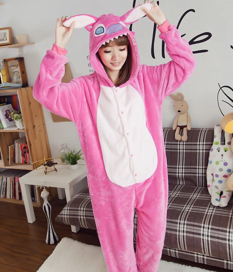 Синий/розовый Ститч комбинезон для взрослых кигуруми Onesie пижамы Косплей Костюм детский спальный костюм одежда для сна комбинезон одежда для вечеринок