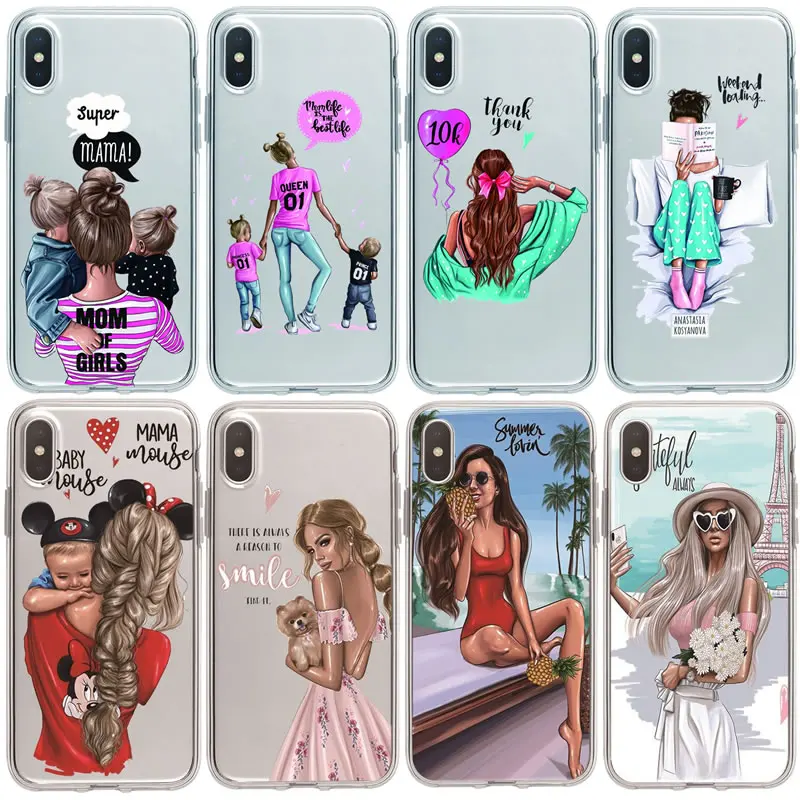 

Silicone TPU Phone Cases For Samsung S10 Plus S10E Lite Maternal Love Soft Case For Samsung S8 S9 Plus Note 8 9 Back Cover