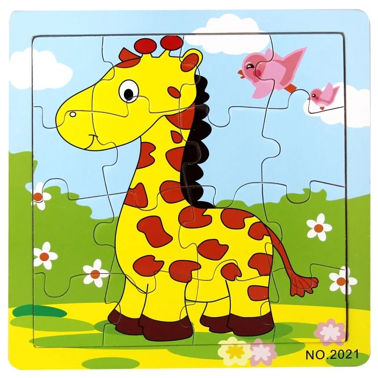 16 шт. из дерева экологически безопасных нетоксичных мультфильм головоломки для маленьких головоломки раннее образование детская