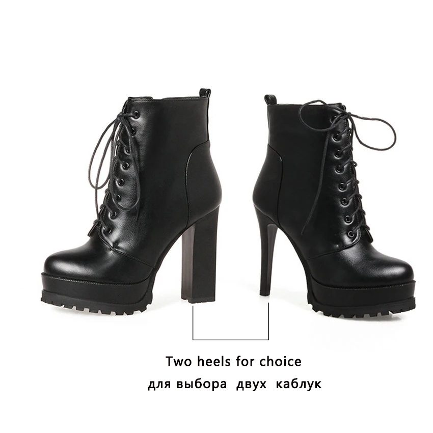 black heeled lace up ankle boots