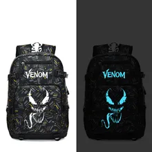 Venom комический рюкзак с героем модный походный рюкзак для ноутбука с usb-портом студенческий книжный школьный рюкзак светится в темноте