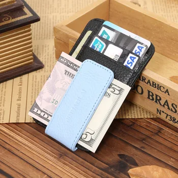 

Classical Genuine Leather Black Coffee Soft Dollar Clip Quality Male Money Clips With Credit Card Bits For Men Free Shipping