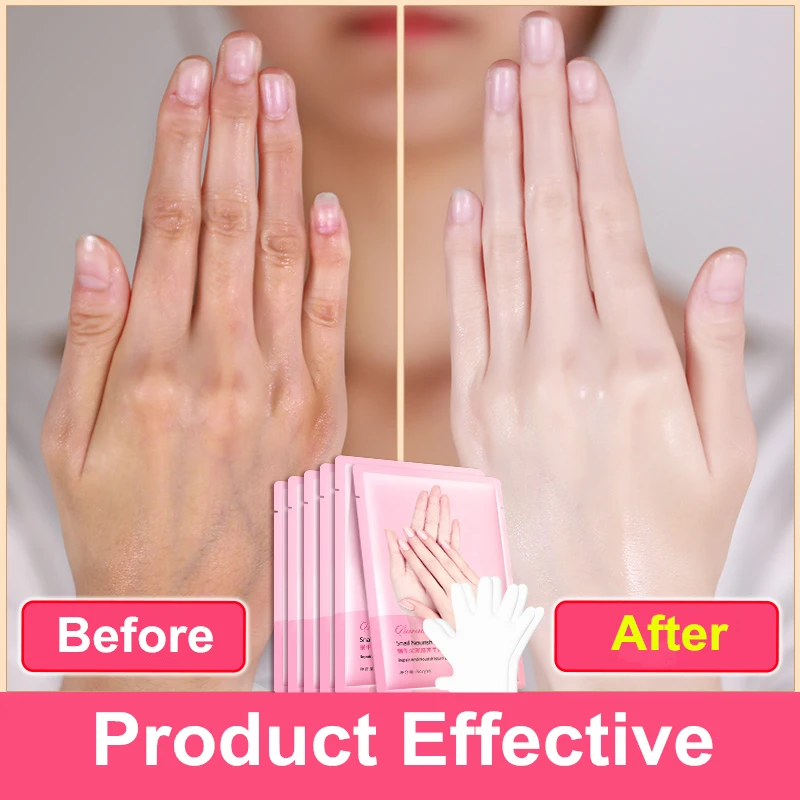 

1pair=2pcs Snail Extract Moisturizing Hand Mask Super Smoothing Whitening Hand Gloves Anti-Aging and Moisturizing Glove