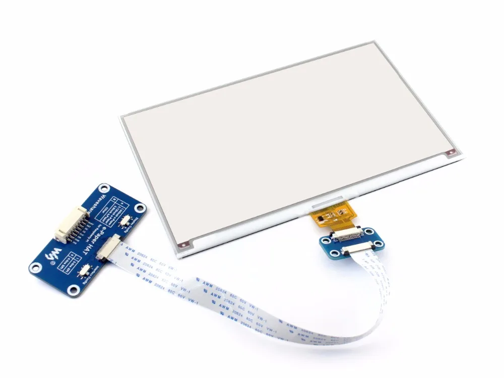 Waveshare 640x384,7.5inch E-Ink display HAT for Raspberry Pi 2B/3B/Zero WThree-color:Red,Black White,SPI Interface,No Backlight 