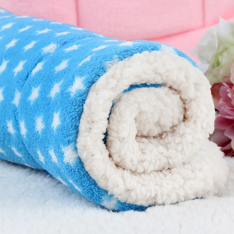 100*75 см зимний теплый толстый коврик для сна для больших собак, кровати для кошек, флисовое мягкое одеяло для щенков, подушка для кошек, матрас для путешествий ZL219 - Цвет: blue stars