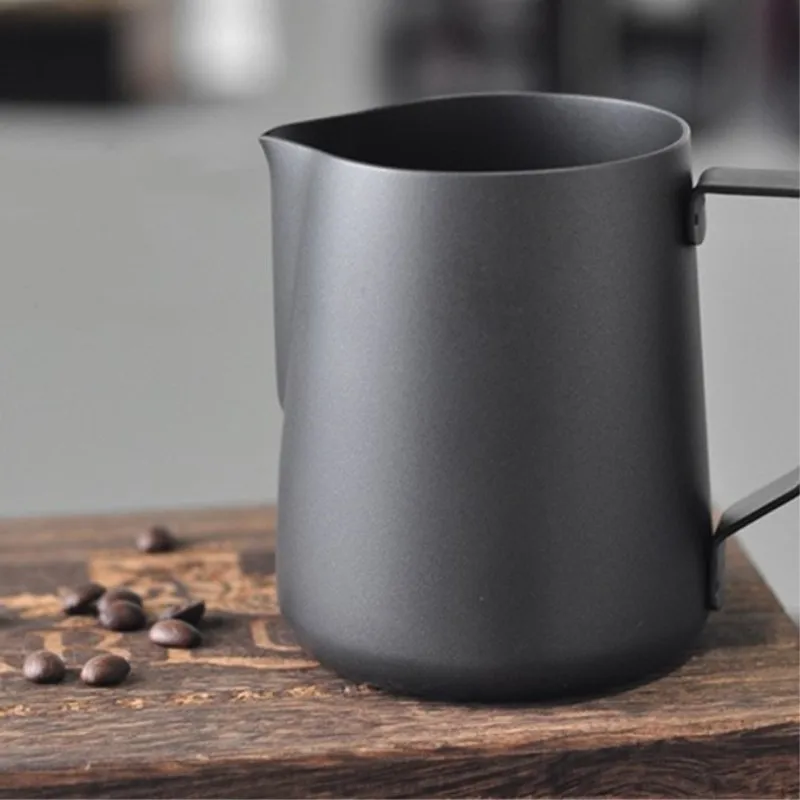

Teflon Coffee Jug Black Stainless Steel Milk Coffee Tea Frothing Pitcher Barista Tool Cup Coffee Cafe Pitcher High Quality