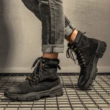 Fall / winter men's high-heeled shoes martin boots men Genuine Leather winter boots men Ankle men shoes mycolen 2018 handmade genuine cowhide leather men winter boots high quality winter men boots business ankle martin boots for men