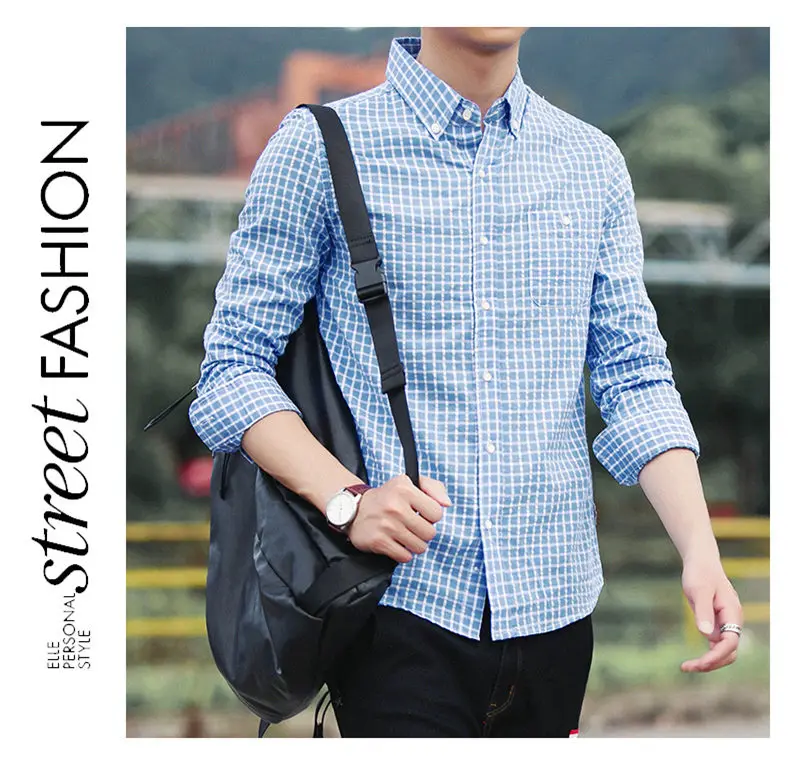 5XL Plaid shirts men clothing Autumn Spring Cotton long sleeve Top quality male shirts dress Brand Muls Plus size 2017 New DJ359-2
