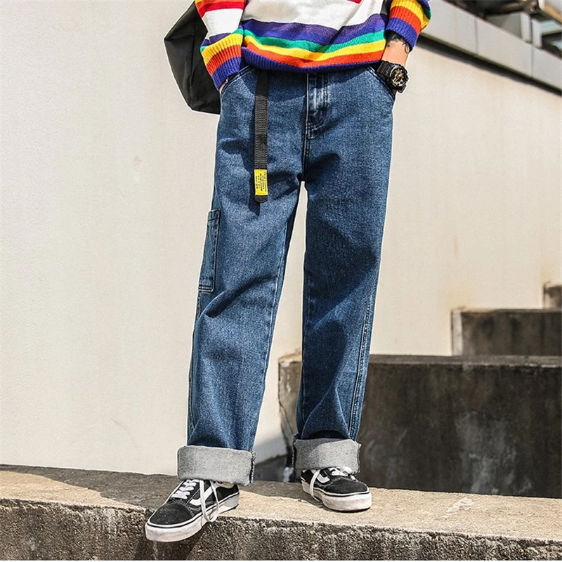 Хип хоп Для мужчин s Джинсы Марка Oversize Повседневное широкие брюки джинсы High Street