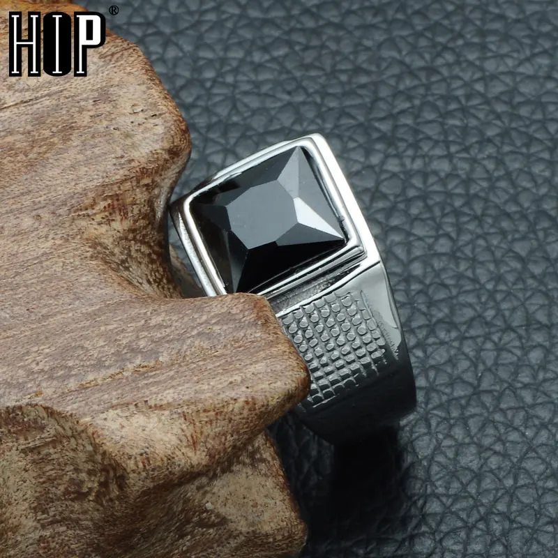 Personnalité homme noir en acier inoxydable bijoux Cool Chaîne Ring 7-12#