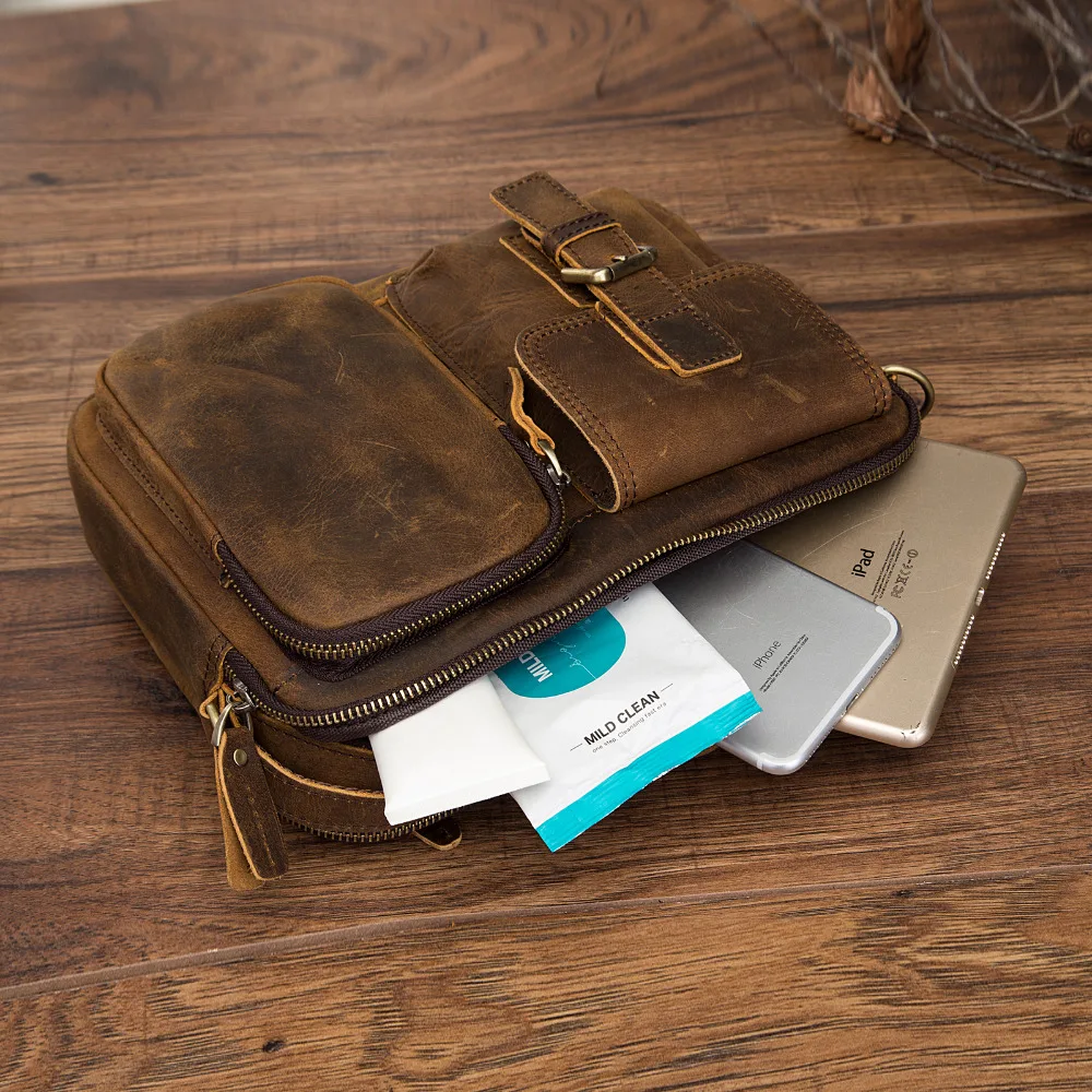 Original Leather Male Fashion Casual Design Satchel Crossbody Shoulder Messenger bag Tote 9" Tablet Mochila Pouch For Men 036-d mens messenger bag