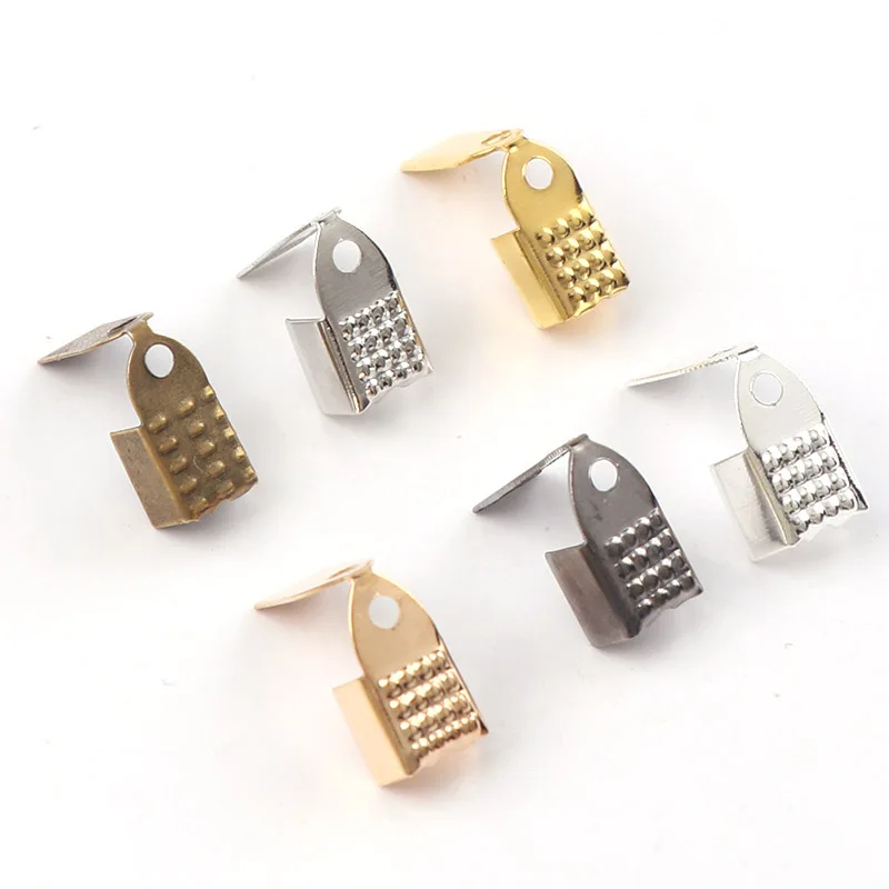 4mm Crimp Beads Cove Clasps Cord End Caps String Ribbon Leather Clip