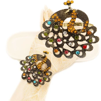 

12pcs Napkin buckle Peacock style napkin ring hollow pattern wedding decoration for home gift Party Favors birthday accessories