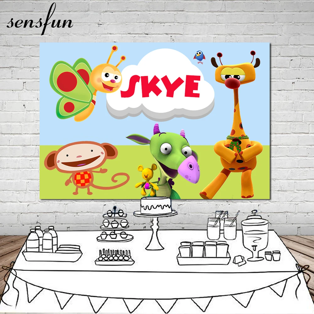 

Sensfun Cartoon Animals Party Photography Backdrop Monkey Bee Children Birthday Backgrounds Photo Studio 7x5FT Vinyl