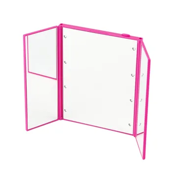 

1 Pcs Tri Fold Adjustable Led Lighted Travel Mirror Protable Ultra Thin 8 LED Screen Make-up Mirror Pocket Makeup Mirror