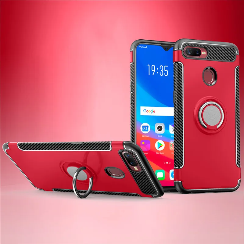 Армированный чехол для OPPO F9 F7 F3 плюс A77 подставка для автомобильного держателя в виде Кольца Гибридный чехол-накладка из поликарбоната и термополиуретана Противоударная задняя крышка для F5 A73 A59 A79 A83 A3S A5