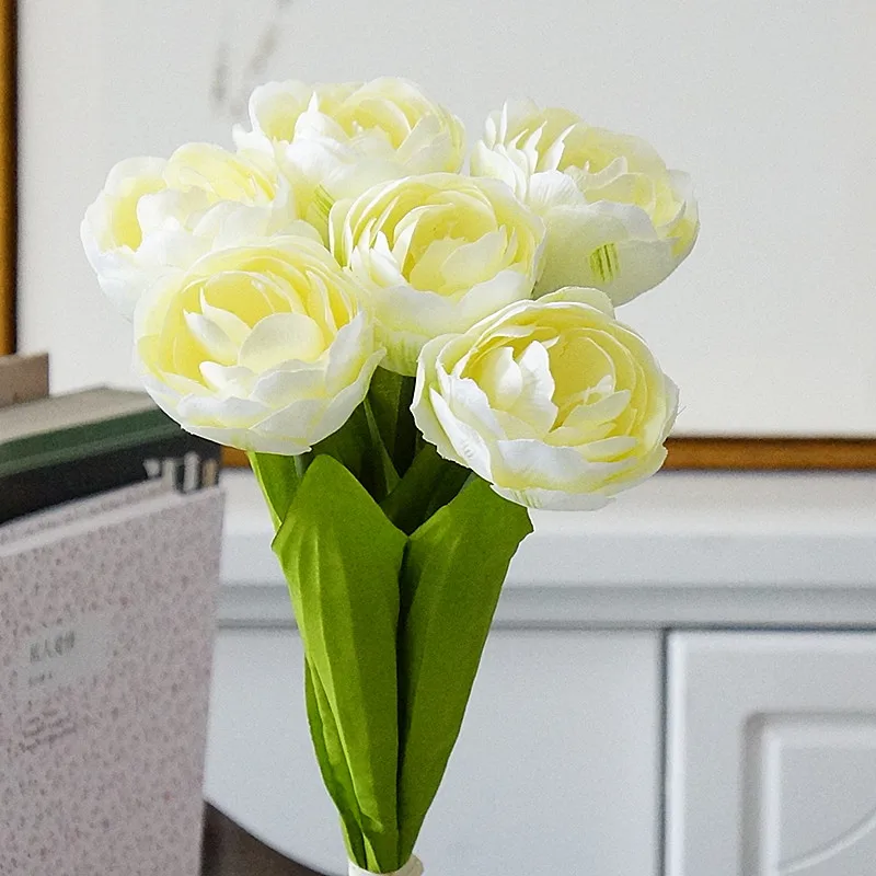 6 шт./Букет французских тюльпанов, искусственные цветы для дома, свадьбы, самодельные Украшения, шелковые белые тюльпаны, Ручные цветы Флорес, домашний декор