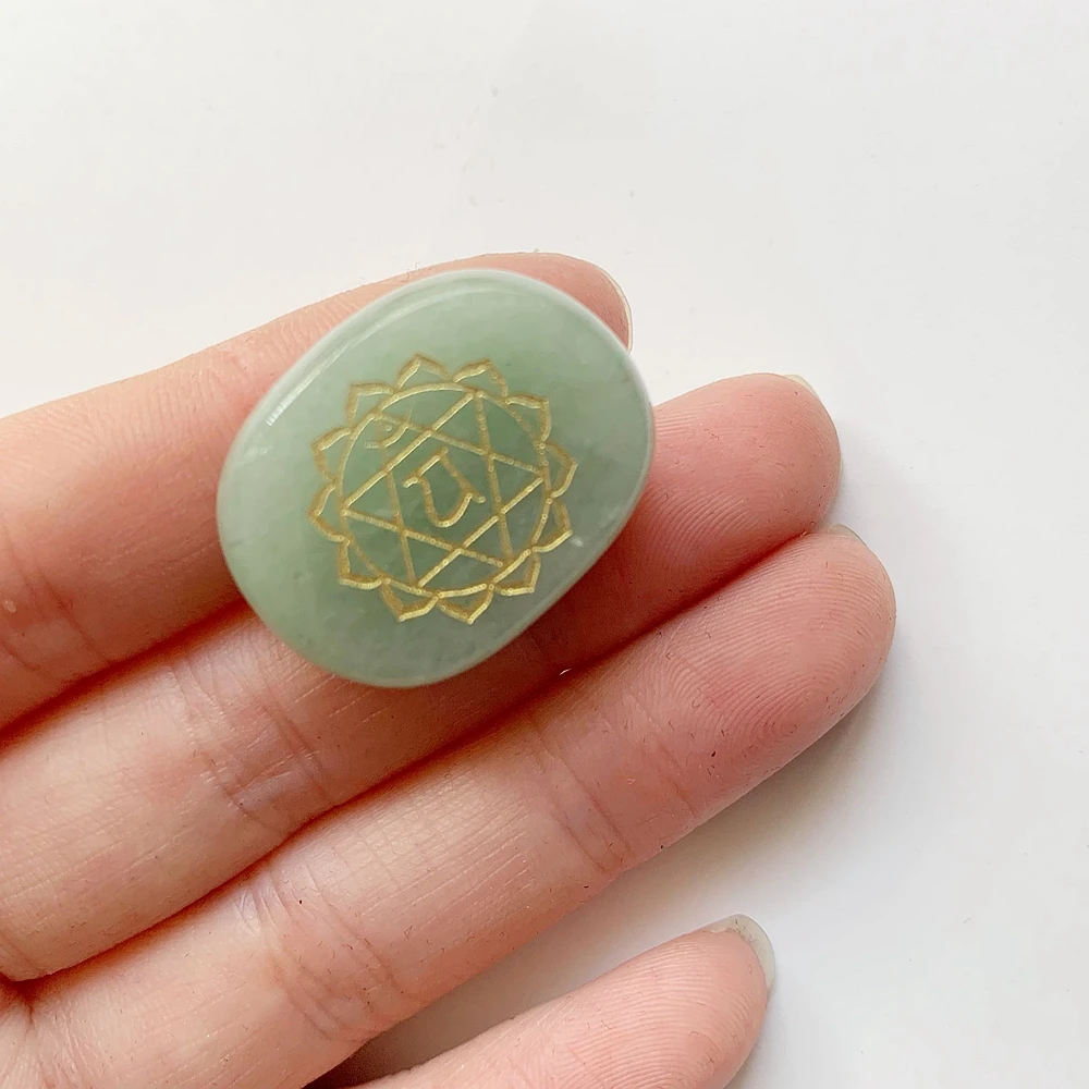 Bhuann Natural Crystals Palm Stones Polished Pendant 7 Chakra Stones Set jewelry Accessories Making Diy Crystal Healing Stones