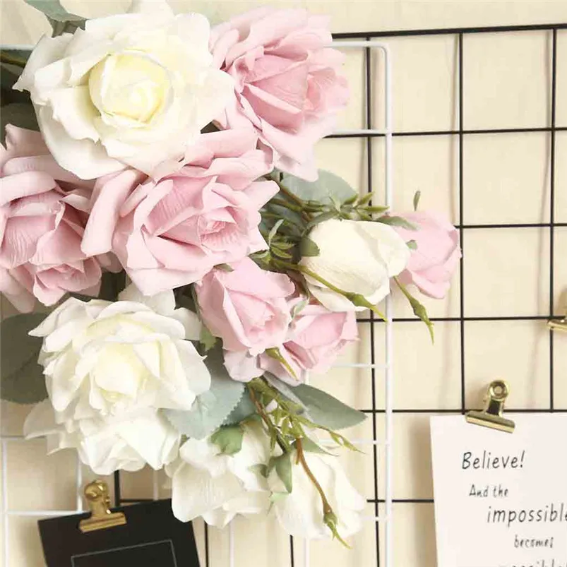 11cm Rose Flannel Peony Artificial Flowers Bouquet 3 Big Head and 1 Bud Cheap Fake Flowers for Home Wedding Decoration 40JUN2719