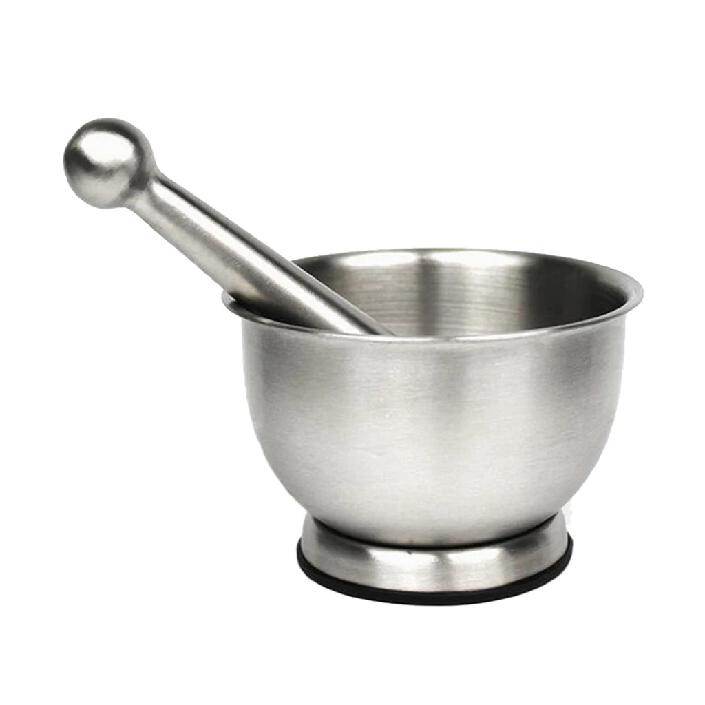Mortar and Pestle Set, Stainless Steel Spice Grinder Set, for Herbs, Seasonings, Pastes, Pesto and Guacamole, Silver Mortar and Pestle Set, Stainless Steel Spice Grinder Set, for Herbs, Seasonings, Pastes, Pesto and Guacamole, Silver